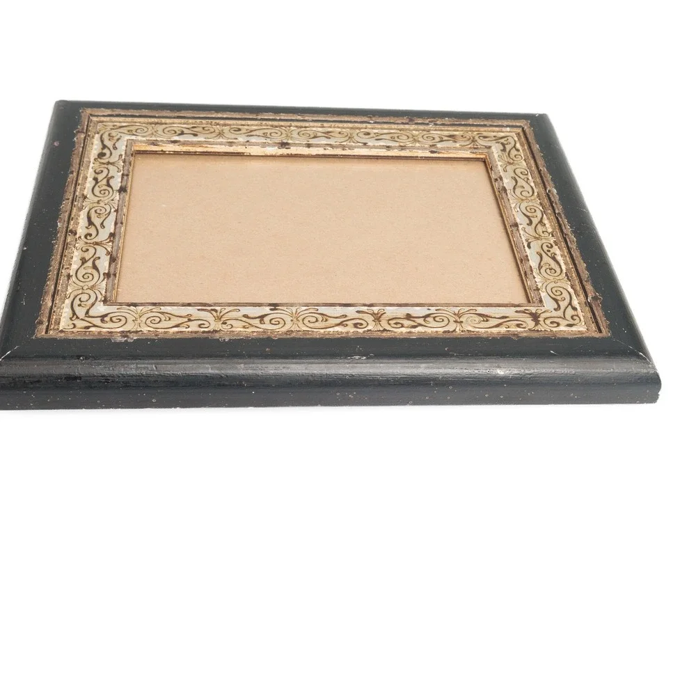 Vintage Martin Aborn Wood Picture Frame Dark Brown Ornate Scrollwork Border